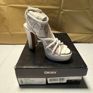 Dkny Women's Delicia Strappy Knotted Platform Sandals White Size 6.5 NEW